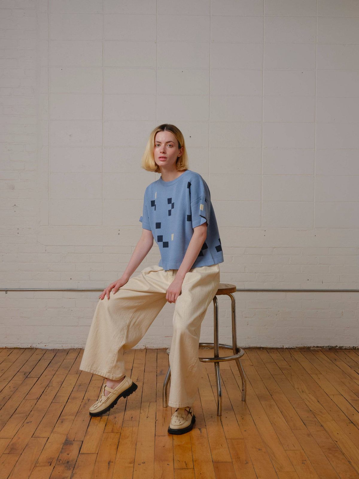 Albers Short Sleeve Sweater Tee | Larimar