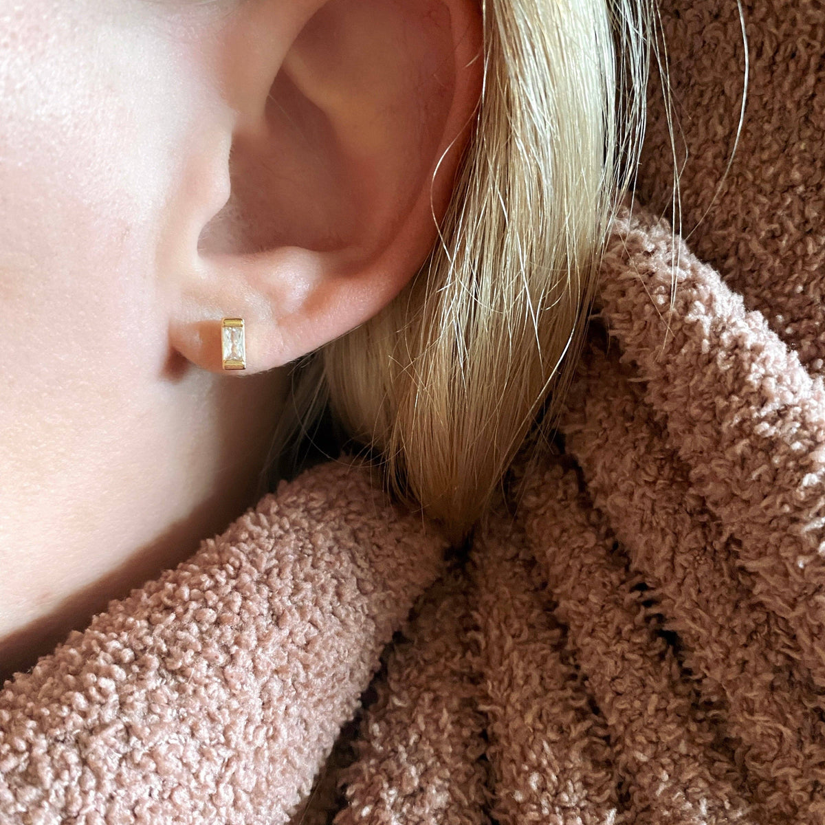 CZ Baguette Studs