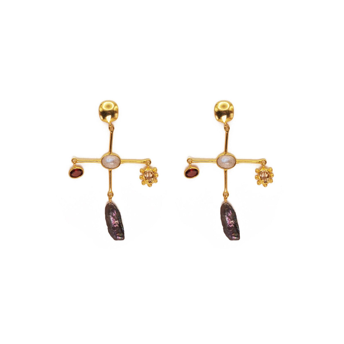 Sun & Pearl Dangle Earrings