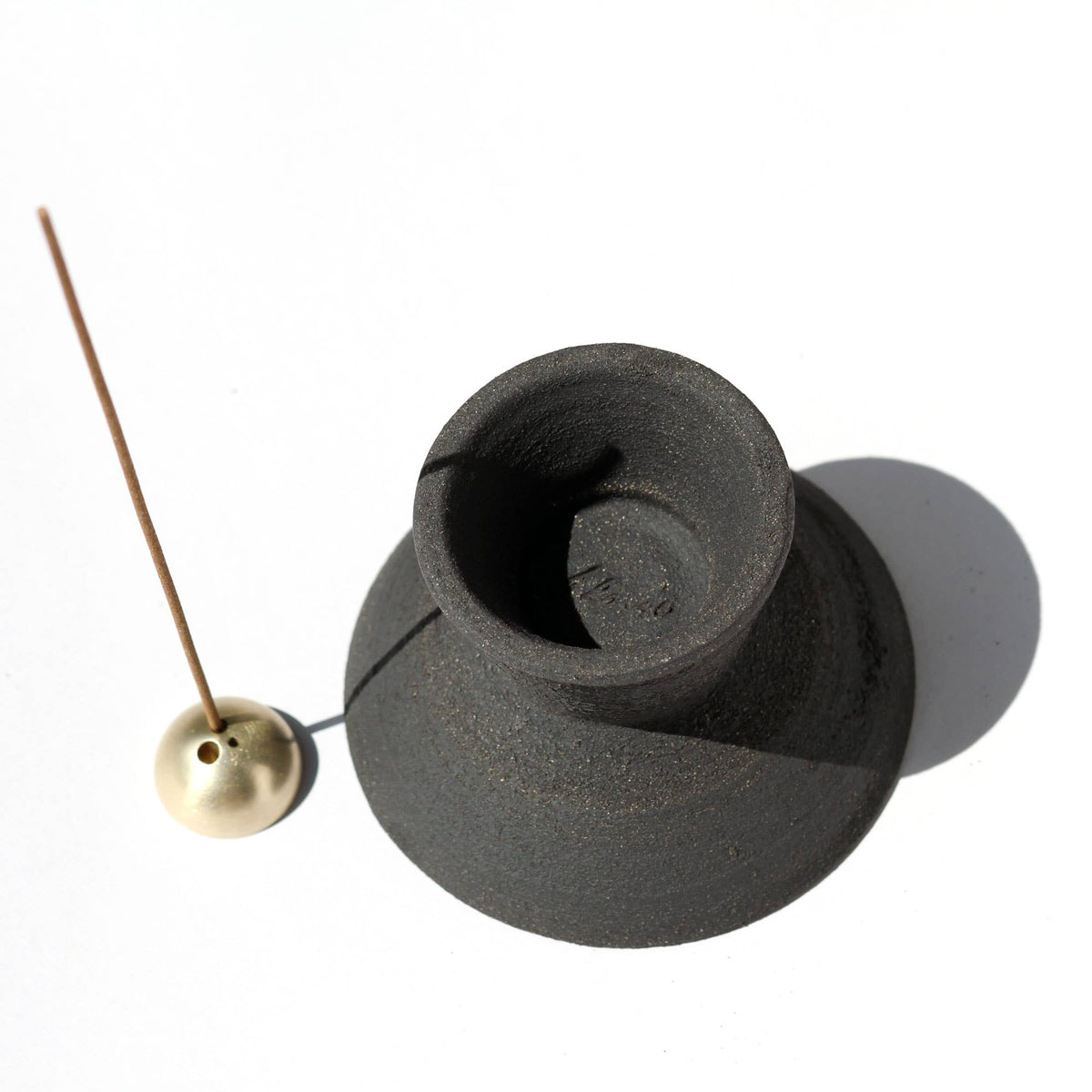 Shibui Raw Black Stoneware Incense Holder