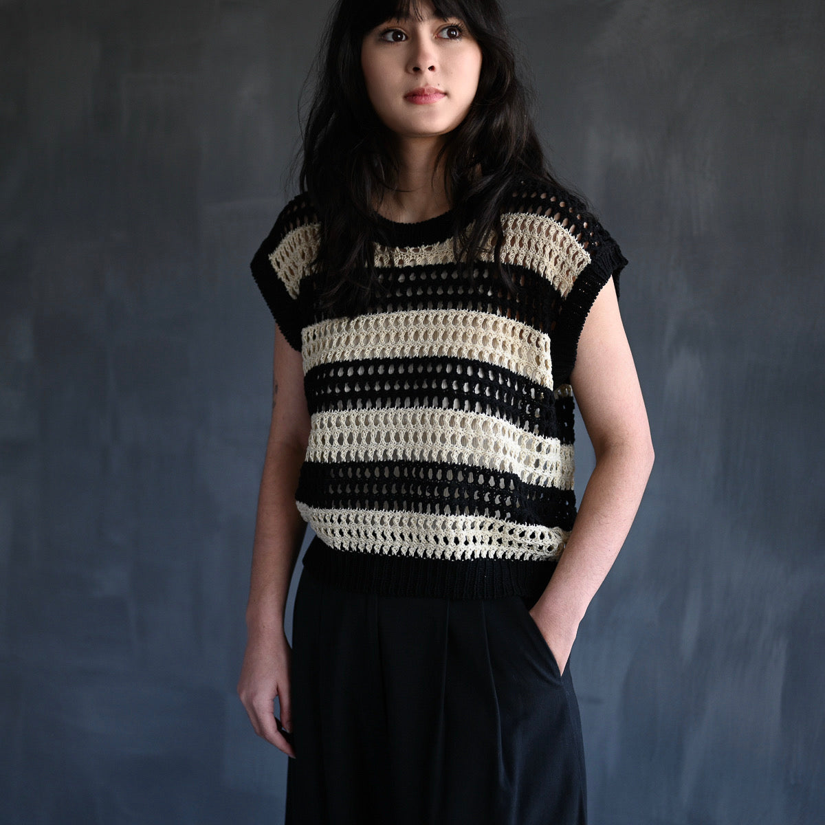 Striped Knit Top | Black Bisque | Small