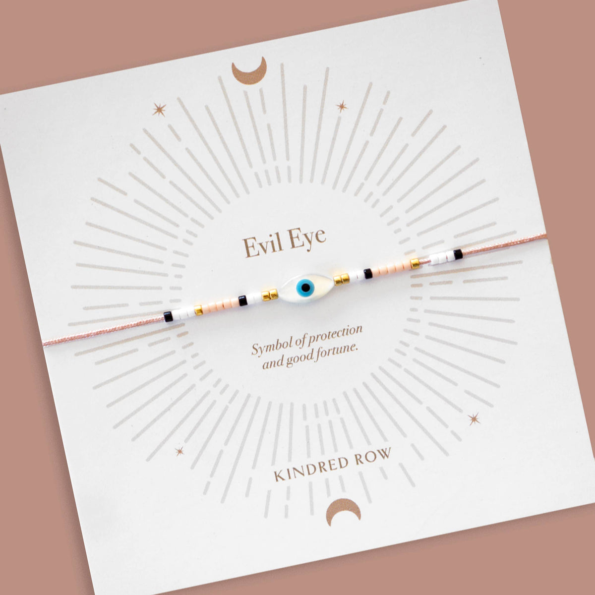 Evil Eye Cord Bracelet | Dusty Rose